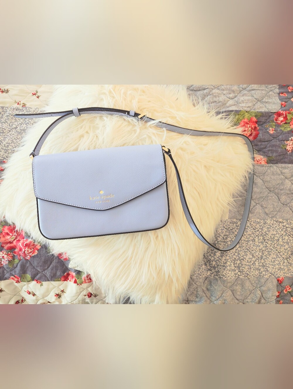 kate spade Powder Blue Leather Envelope Crossbody Bag